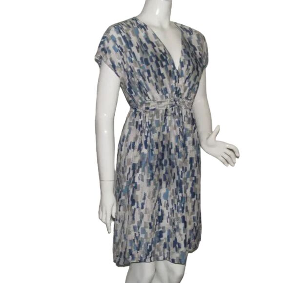 TOMMY BAHAMA Dress, M, Blue/Gray Rectangles, Drop shoulder, Above Knees - Picture 3 of 12